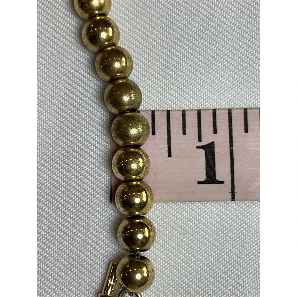 Lauren Ralph Lauren Gold Tone Beaded Chain Link Necklace Signed 16
